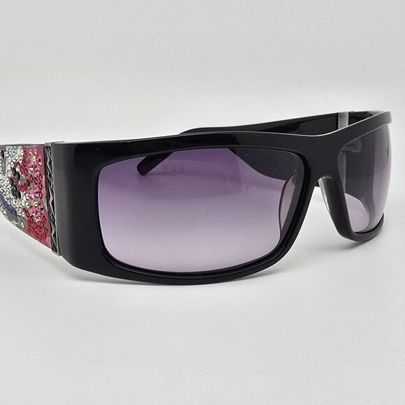 Ed Hardy EHS004 Black Rhinestone Frame Grey Gradient Lens Sunglasses w Case 63mm main image 10